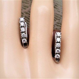 Russian Russia Solid 14K 585 White Gold 0.30CT CZ Cluster Pierced Earrings